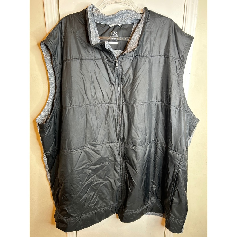 Cutter & Buck Mens CB DryTec Hybrid Quilted Full Zip Vest Black Gray 5XB Big